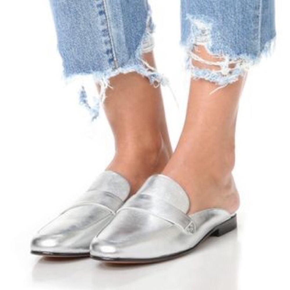 Sam Edelman Silver Leather Perri Mules size 10